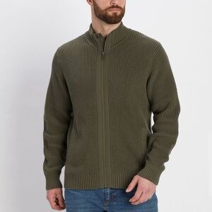 Duluth Trading Co Men's Green Brigadier Full Zip Mock Sweater - Size Medium
